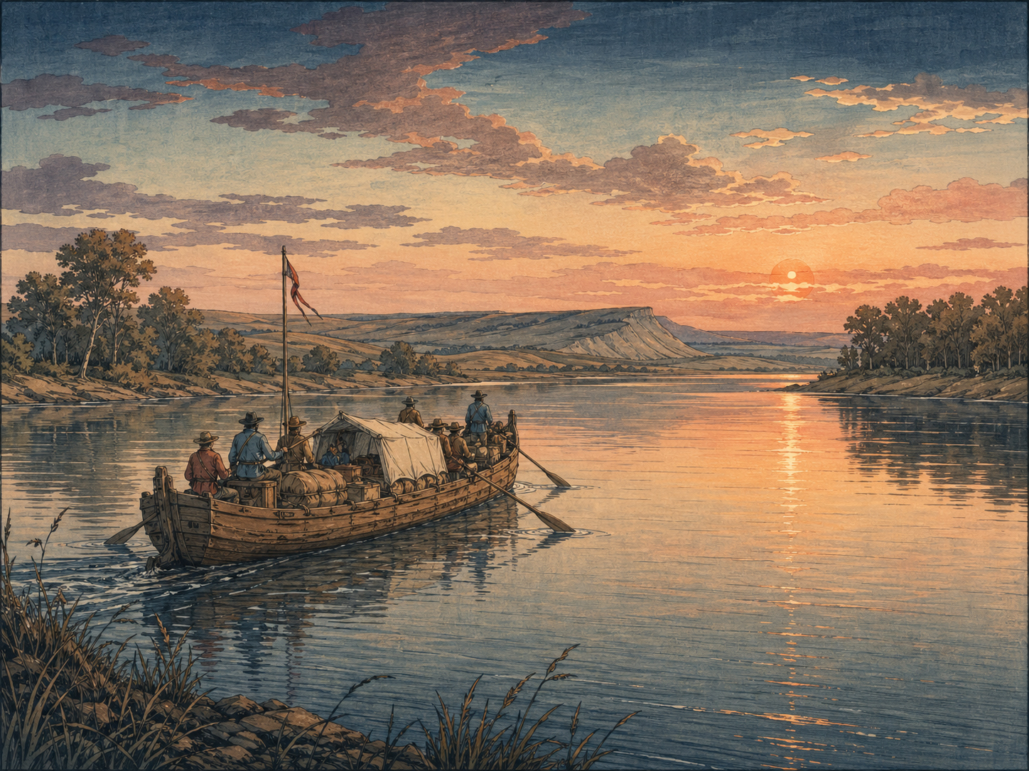 ミズーリ川のLewis and Clark Riverboat